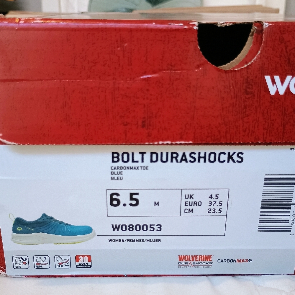 NWT Wolverine Bolt Durashocks Carbonmax Toe Blue Women's Size‎ 6.5 - Picture 12 of 15